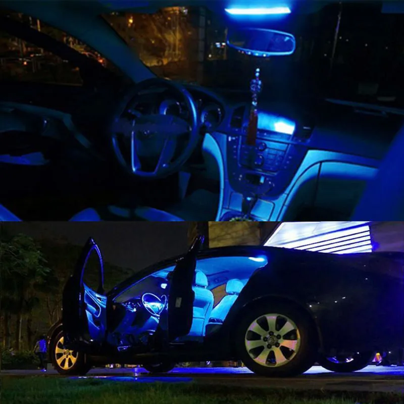 4pcs 42mm 8 LED Blue Car Vehicle C5W 239 Interior Light Festoon Wedge Dome Reading Lamp Bulb for Auto Super Bright Light