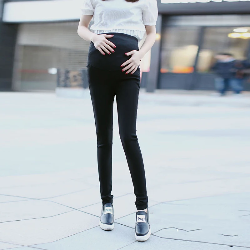 

New Autumn Solid Pregnant Women Slim Leggings Summer Pregnancy Outwear Pencil Pants Plus Size Elastic Adjust Maternity Clothing