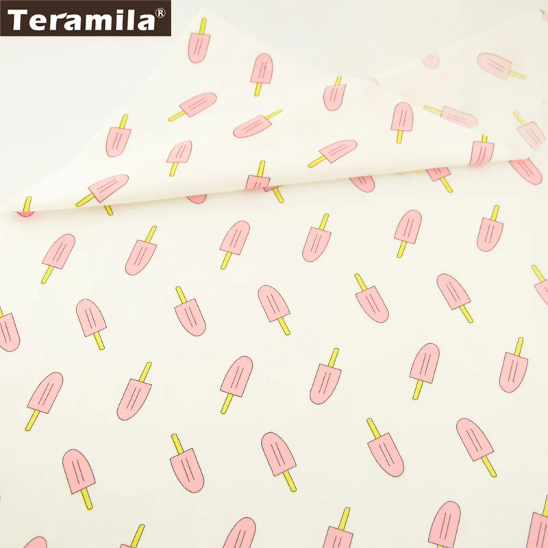 

Teramila Fabric 100% Cotton Pink Ice Scream Patterns Soft Tissue DIY For Quilting Patchwork Home Textile Crafts Scrapbooking CM