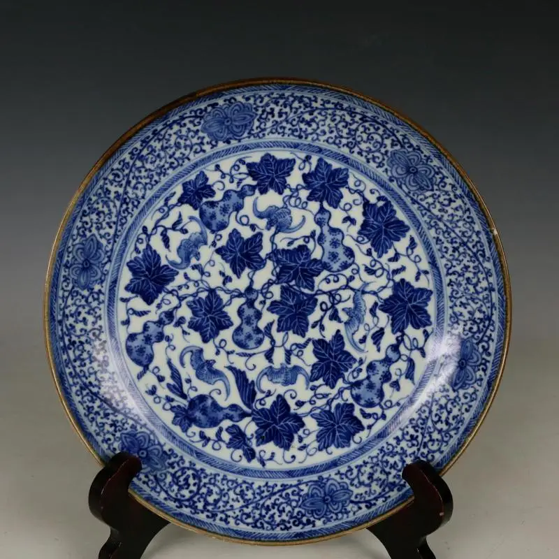 

6 Antique QingDynaty Hand-made Porcelain plate,blue & white gourd plate,hand-painted crafts,best Home Decorations&Collection