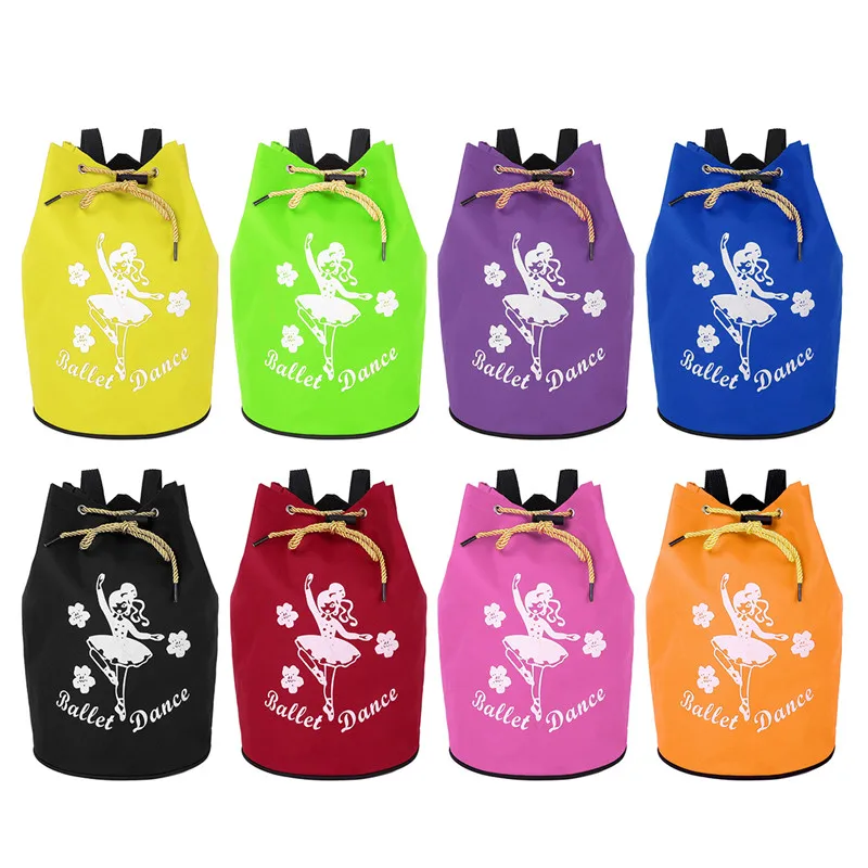 TiaoBug Cute Kids Fashion Drawstring Ballet Bag Backpack Girls Student School Backpack Dancer Print Rucksack for Gym Dance Class