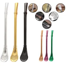 Прекрасный 2 в 1 питьевой Yerba мате соломы многоразовая чайная ложка-фильтр из нержавеющей стали аксессуары для кухонного бара