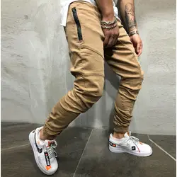 Для мужчин Штаны Мода Сращивание с карманами шаровары, штаны для бега Штаны 2018 мужской мужские брюки для бега однотонные брюки большой