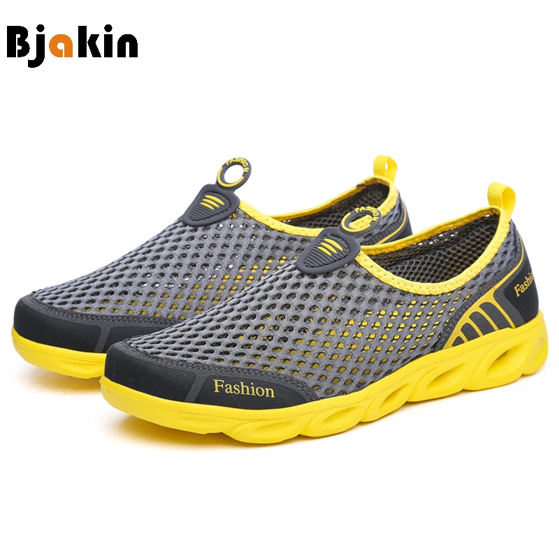 

Bjakin Unisex Aqua Shoes Men Summer Water Beach Shoes Breathable Upstream Shoes with Drain Hole Quick Drying Sneaker Yellow Size