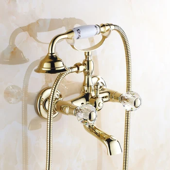 Shower mixer Faucet Mixer Tap G018 Free Shipping Luxury golden Style BathTub Faucet Ceramic Handle Handheld bath Shower mixer Faucet Mixer Tap G018 Free Shipping Luxury golden Style BathTub Faucet Ceramic Handle Handheld bath