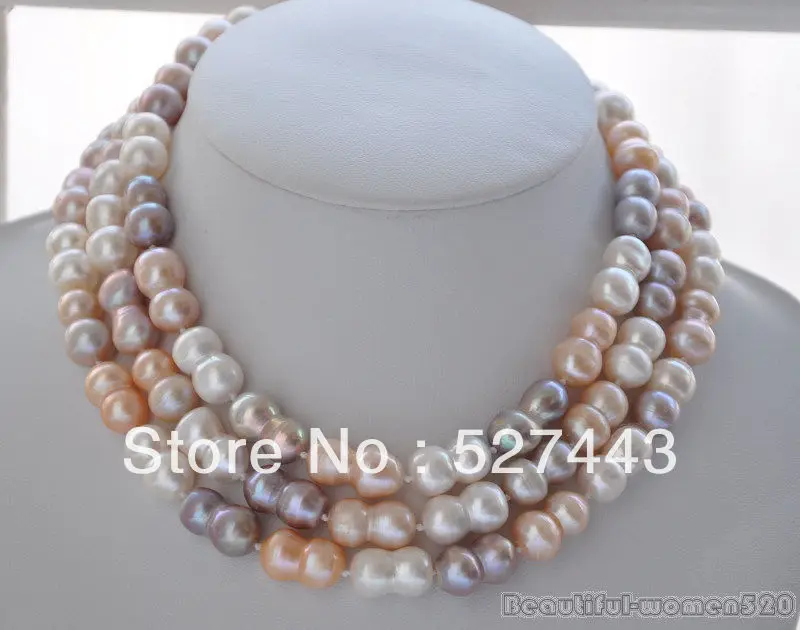 

Wholesale fast 50" 20mm PINK white lavender peanut DOUBLE FRESHWATER PEARL NECKLACE AAA