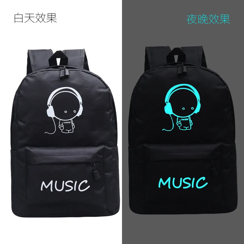 

Noctilucent Shoulder Backpack 2018 New Fashion Korean Simple Canvas Printed Backpack Student Bag