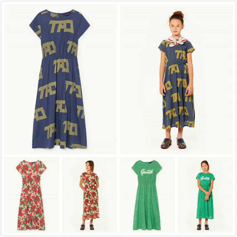 

Kids Dress 2019 TAO Spring Summer Girls Short Sleeve Flower Print Princess Dresses Baby Children New Letter Cotton Clothes