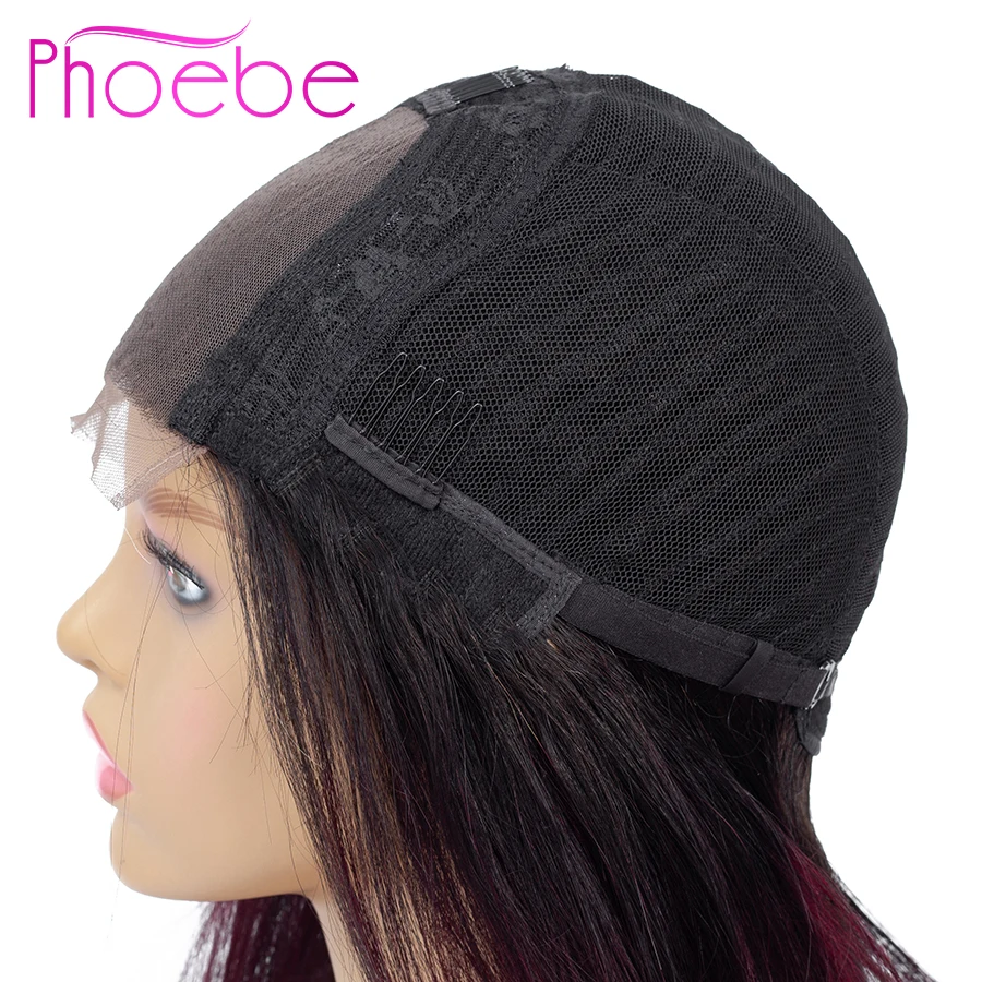 Phoebe 1B/27 4x4 прямые Омбре Кружева Закрытие парик бразильские человеческие волосы