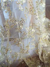 Gold Lace Fabric, Scalloped Fabric for Wedding, Bridals, Gowns
