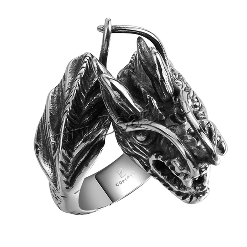 Chinese Style Big Exaggerated Man's Cool Dragon Rings Fashion Jewelry Stainless Steel Open Ring | Украшения и аксессуары