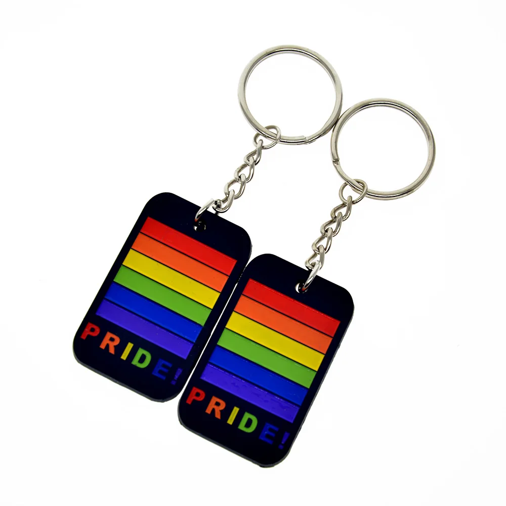 

OneBandaHouse 25PCS/Lot Debossed Gay Pride Silicone Dog Tag Silicone Keychain