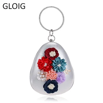 

New Brand Design Women Flower Summer Lady Handbags Chain Shoulder Party Clutch Evening Bags Leaf Shell Wedding Bridal Purse