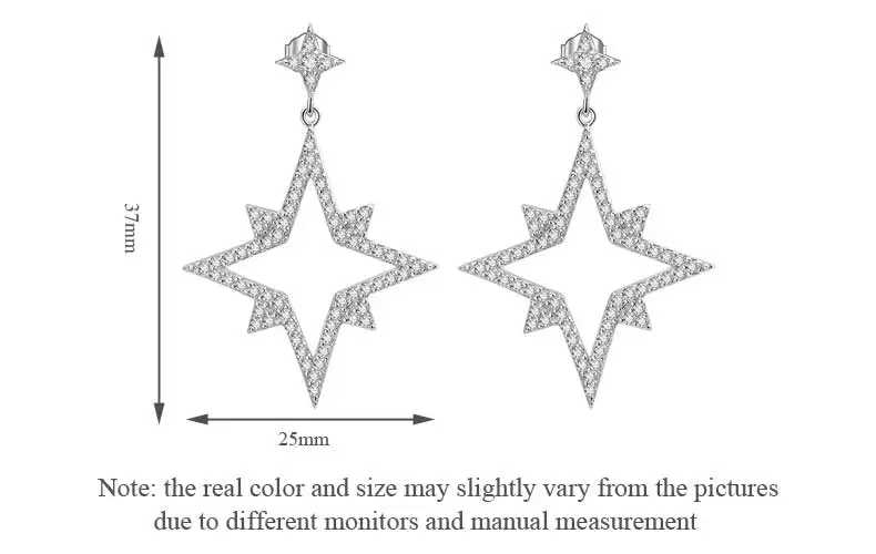 SA SILVERAGE, 925 пробы, серебряные серьги со звездами для женщин, хорошее ювелирное изделие, висячие серьги, стразы