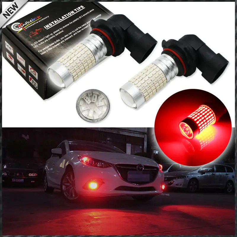 2pcs Brilliant Red 144-SMD-3014 High Power 9005 HB3 9145 H10 LED Bulbs For car Beam/Daytime Running Lights/Fog Lamps | Автомобили и