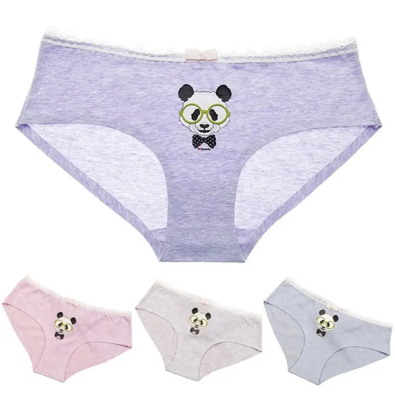 Funny Women Panties Briefs 3D Panda Printted Cotton Lace Underwears