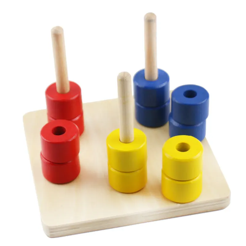 Montessori de madera Juguetes para bebés colorido cilindro socket juguetes Montessori brinquedo educativo aprendizaje Juguetes bebé b25t