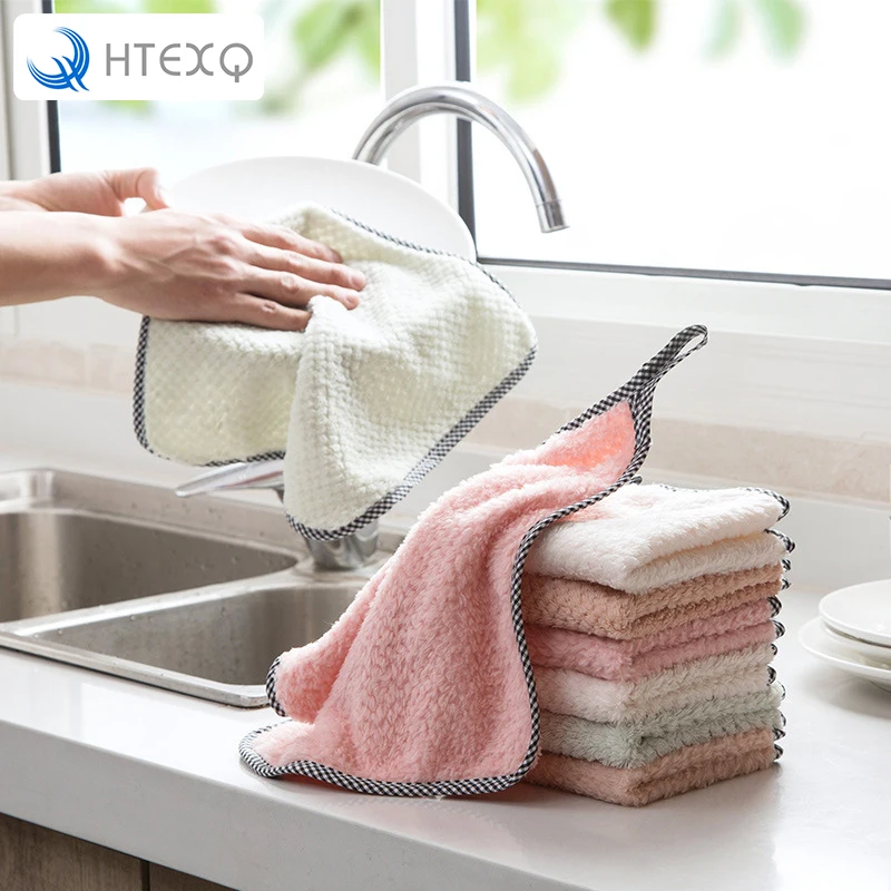 

HTEXQ Absorbent Towel Kitchen Cleaner Wipping Washing Rags Car Cleaning Towel Cloth Bath Dust Face Hair Hand Dryer Towel 1PCS