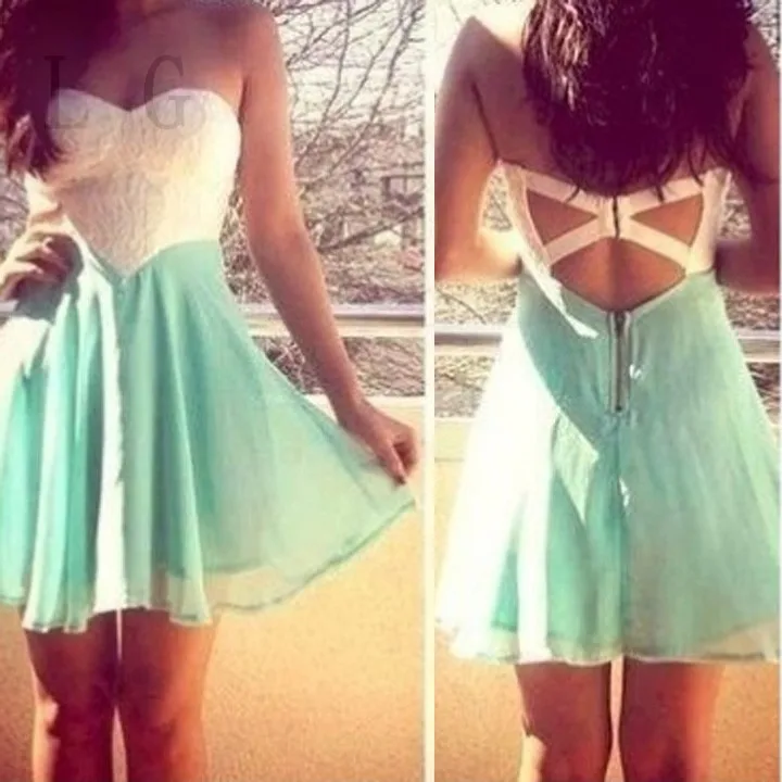 Sleeveless Strapless Dress Summer Chiffon Lace Women Backless Mini 36 | Женская одежда