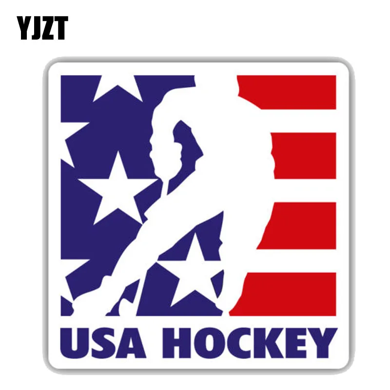 

YJZT 14CM*14CM Fashion USA Hockey Flag PVC Motorcycle Car Sticker 11-00176