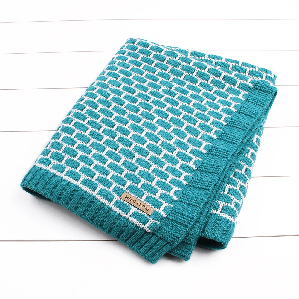 

Newborn Baby Wrap Muslin Swaddle Blanket Plaid Knitted Toddler Infant Basket Bedding Cover Spring Fall Unisex Blanket Super Soft