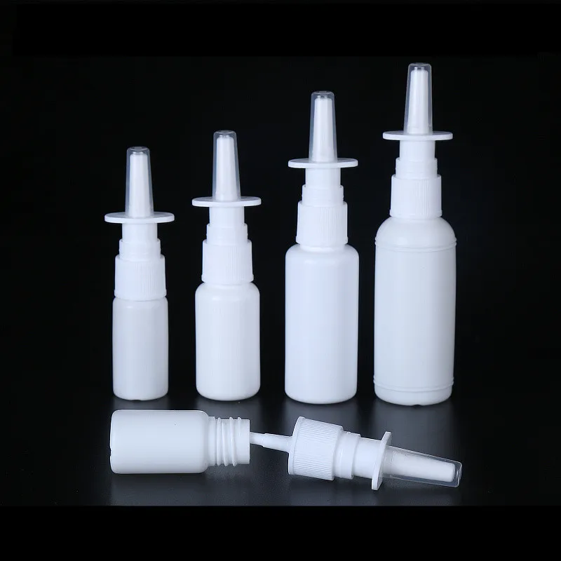 2Pcs 10ml White bottle Plastic Nasal Spray Bottles Pump Sprayer Mist