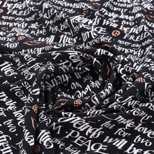 114 см шириной 16 мм с буквенным принтом черный шелк крепдешин ткань для летнее платье рубашка юбка брюки девочек пижамы H300