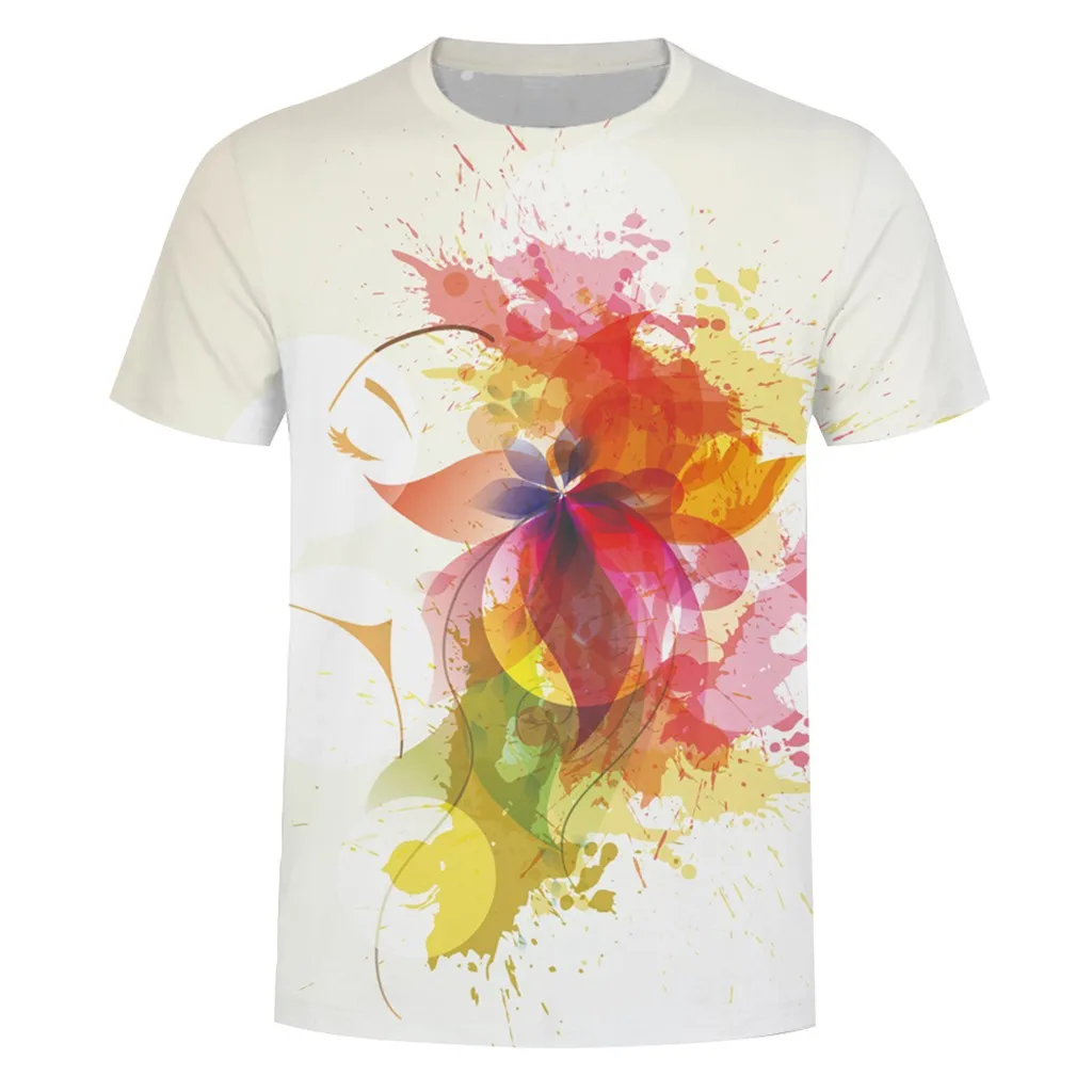 Mens Splash-ink 3D Print Casual Short Sleeve T-Shirt Blouse Tops Streetwear Hip Hop Funny Printed Fashion Tees Shirt#guahao | Мужская