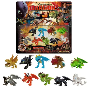 

Limited edition 10pcs/set Toothless How to train your dragon 3 night fury Light fury Model Action figure toys for children
