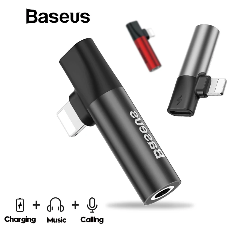 

Baseus Auido Adapter For iPhone XS Max XR X 8 7 Plus to 3.5mm Jack Headphone Earphone Charging Converter Splitter OTG Adapter