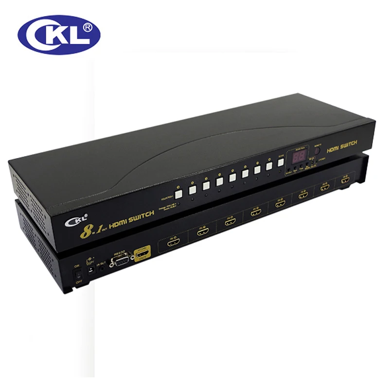 Ckl 8 Порты и разъёмы Авто HDMI коммутатор 8 в 1 с ИК-пульт дистанционного RS232 Управление Поддержка 3D 1080 P EDID автоматическое обнаружение стойки ckl-81h