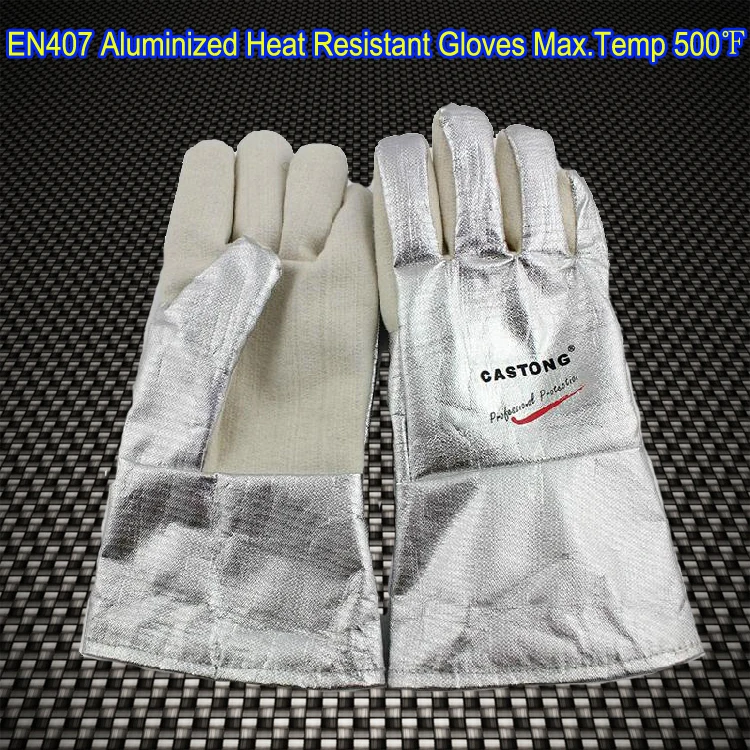 EN407 High Temperature flame resistant Aluminized Welding Gloves Oven