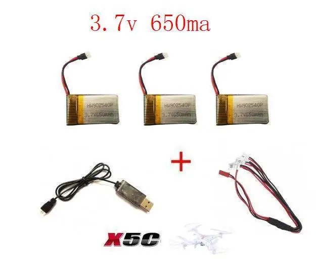 YUKALA x5c x5sc x5sw RC Квадрокоптер rc Дрон 3 7 v 650 mah литий полимерный аккумулятор с USB