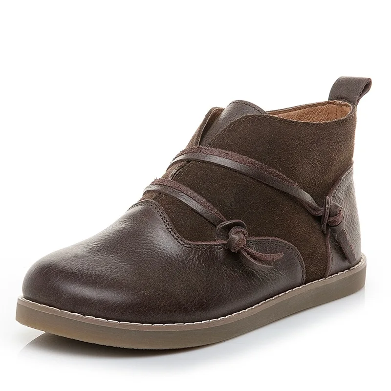 

Autumn and winter new handmade Mori girl round head with retro leather casual boots women's leather boots