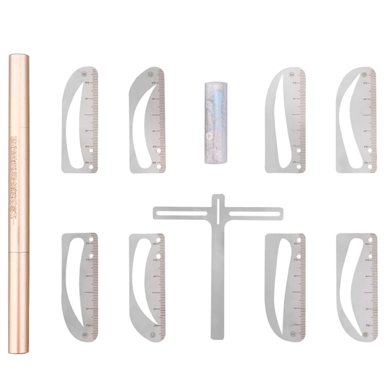 

8 Type Microblading Tattoo Eyebrow Guide Positioning Ruler Eye Brow Grooming Shaper Measure Mark Stencil Permanent Makeup Tool