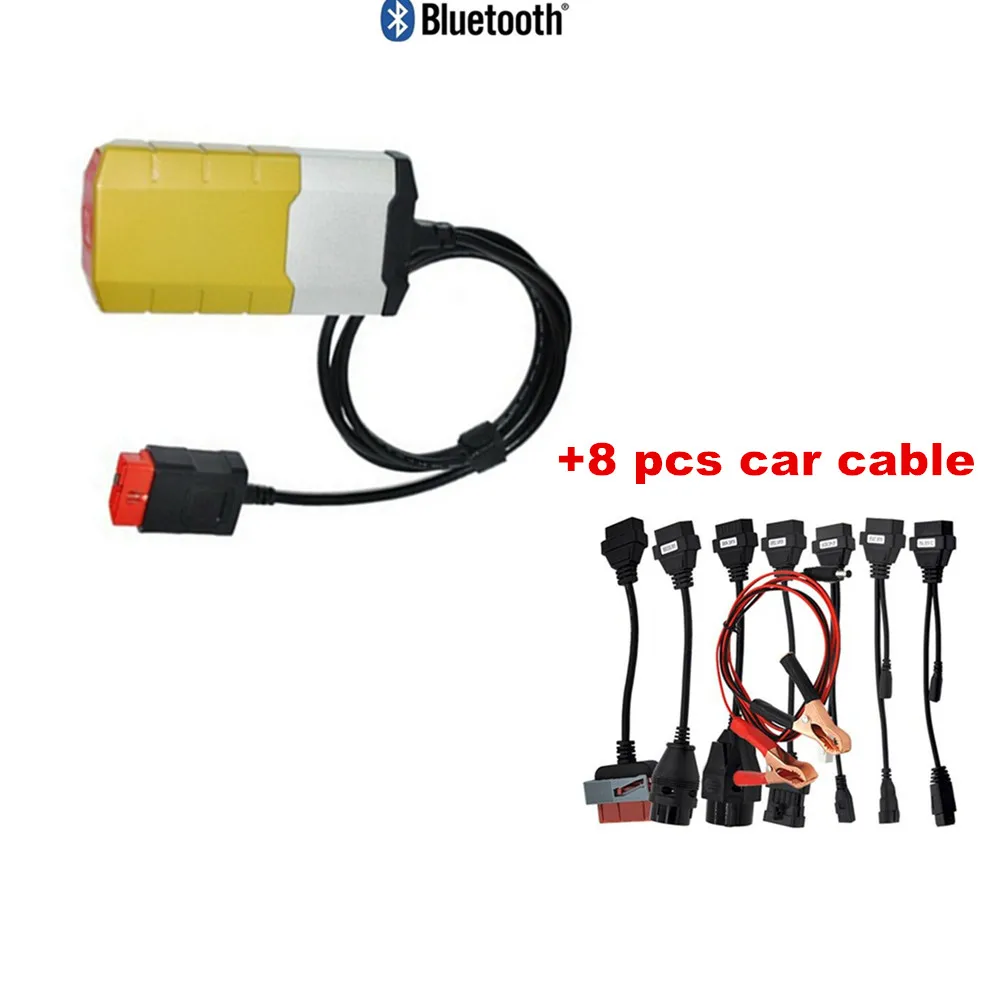 

New Gold Obd OBD2 Scan for delphis Bluetooth VD DS150E CDP 2015r3/new 2016.0 software for Car Truck Diagnostic +8pcs Car Cables