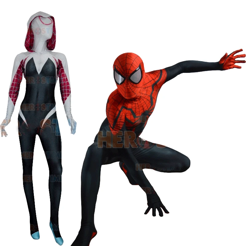 Freeshipping Spiderman and Spiderwoman Cosplay Costumes Hot Sale