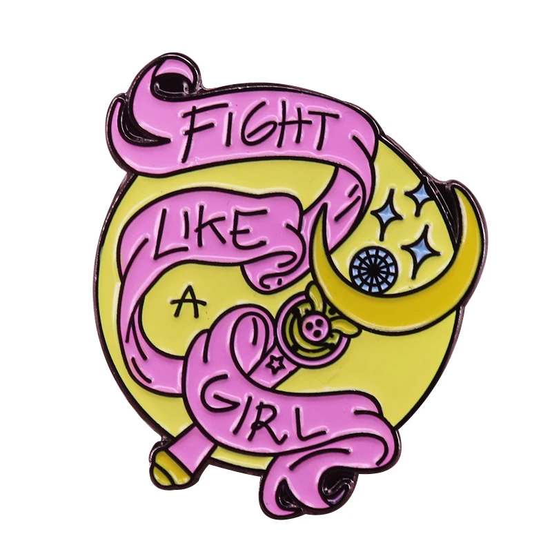 Fight like a girl Феминистская брошь Сейлор шпилька луна волшебная палочка значок девушка сила подарок женщины Поп аниме ювелирные изделия