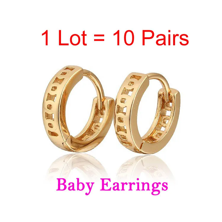10 Pairs Kids Jewelry Gold Hoop Earrings For Baby Oorbellen Plated Brinco Ouro Boucle D'oreille Bebe Ohhringe Earings E1581
