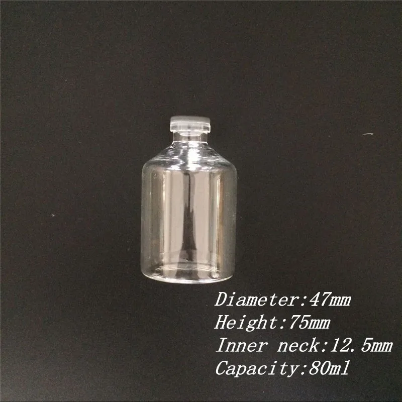

10 pcs 47x75x12.5 mm Small Glass Bottles with Rubber Stopper DIY 80 ml Medical Alcohol Glass Vials Storage Containers