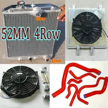 4Row алюминиевый радиатор для HONDA CIVIC CRX DEL SOL B16A/B18C 1.6L EK4/EK9 EG6/EG9 EM1 MT 1992-2000 32 мм Труба вход/выход+ кожух вентилятора