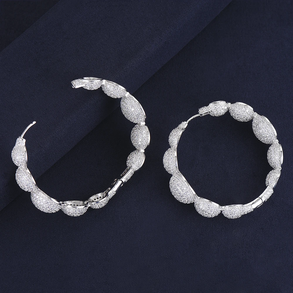 Роскошные серьги-кольца геометрической формы с пузырьками из кубического циркония для женщин, свадебные ювелирные изделия, Букле д 'Орель