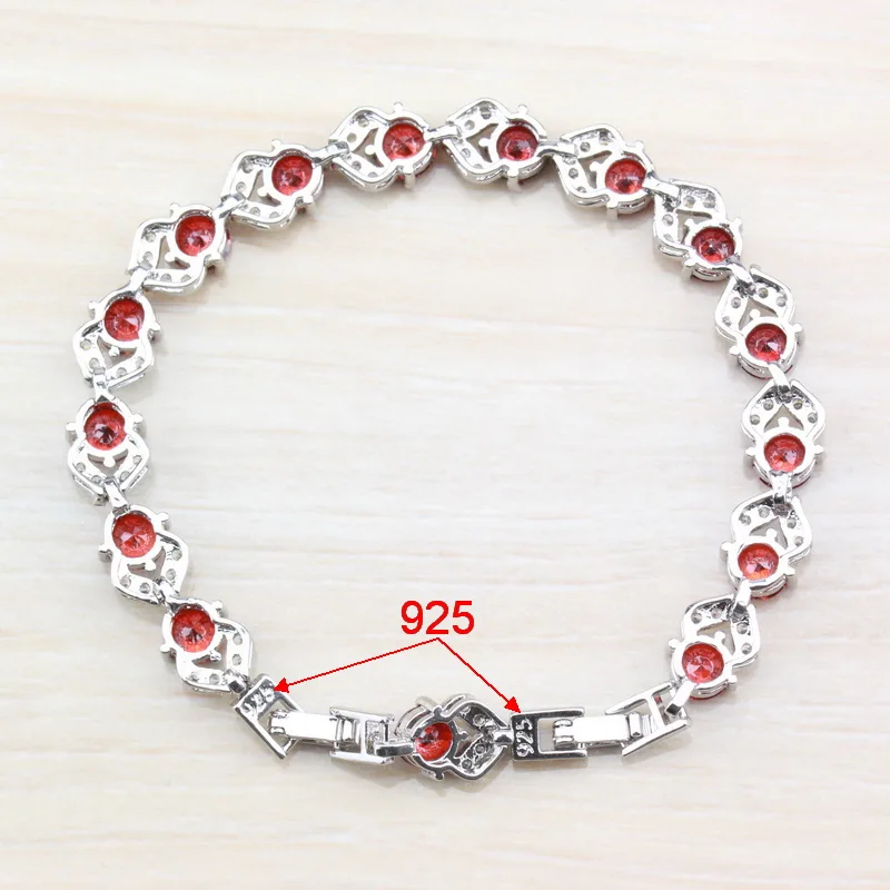 925 пробы Серебряный ослепительный красный гранат браслет Здоровье модные украшения для женщин шкатулка для ювелирных изделий SL116