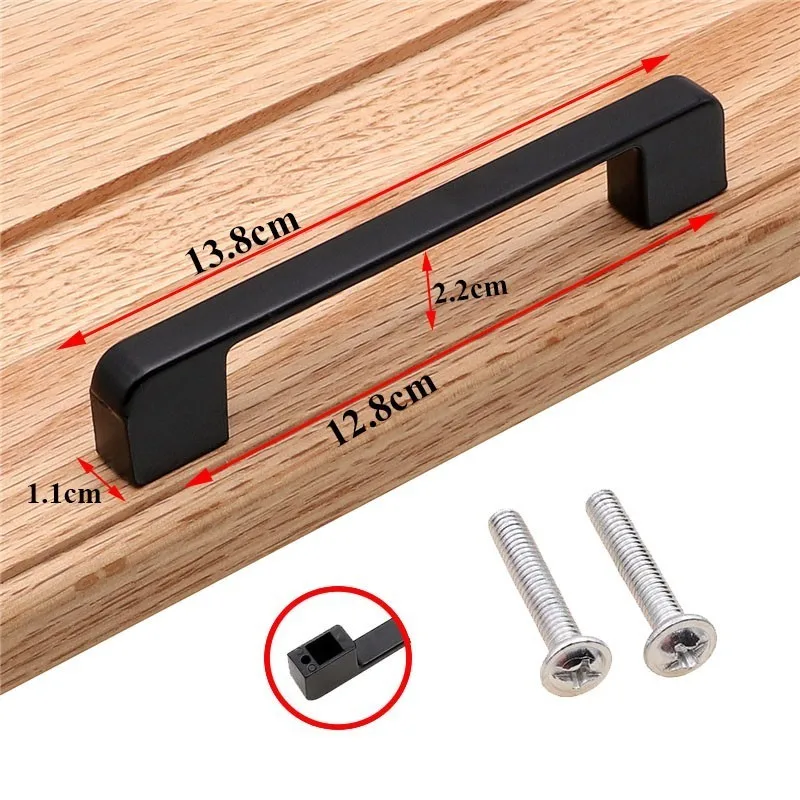 QVWN современный алюминиевый сплав черный цвет, для шкафов ручки для двери кухонного шкафа ручки для выдвижных ящиков модная мебель оборудование - Color: 13.8