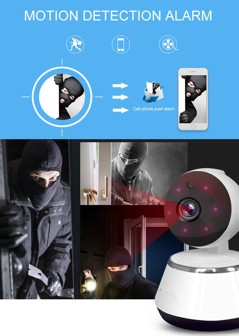 720P беспроводная wifi ip-камера для дома, для помещений, монитор безопасности, умная сетевая видео система, двухстороннее аудио, ночное видение, вращение PTZ