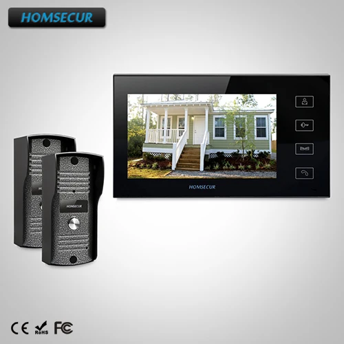 

HOMSECUR 7" Hands-free Video Door Phone Intercom System+Touch Button Monitor TC031 Camera + TM704-B Monitor