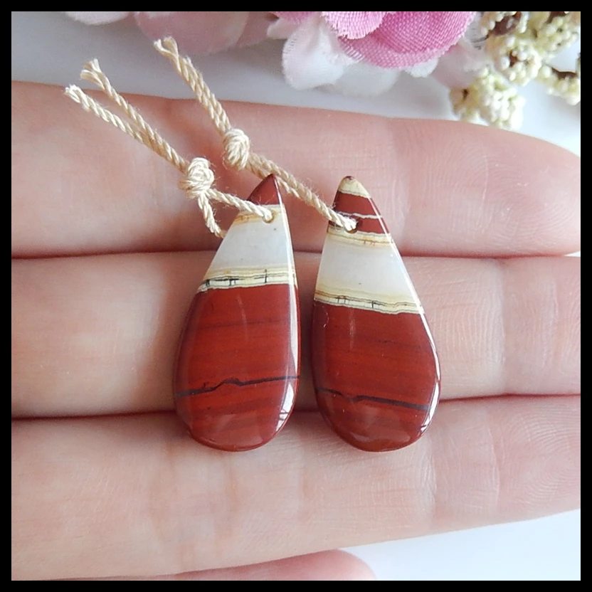

Natural Red River Jasper womem fashion Earrings,Semiprecious stone earring,27x12x3mm,3.4g