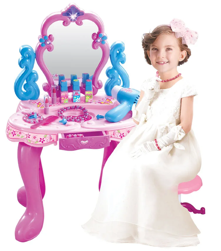 

Simulation Dresser Children's Puzzle Toy Makeup Table Set Does Not Include Seat Children's Gift Children's Table Pink