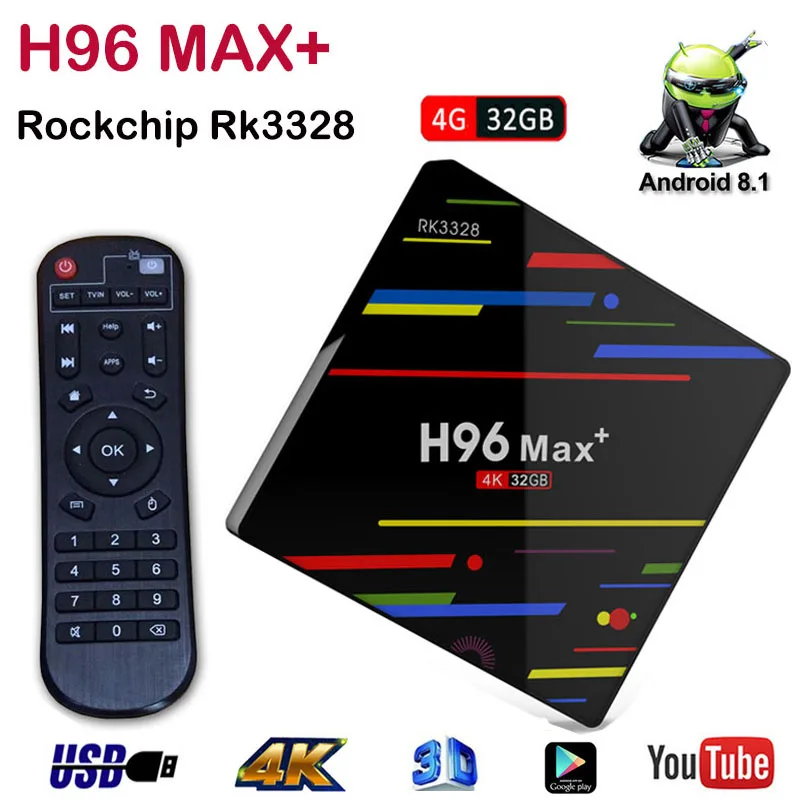 H96 Max + tv box Android 8.1 RK3328 Quad Core 4K wifi 4GB/32GB RAM 1080p support  iptv youtube Media Player android set-top Box 