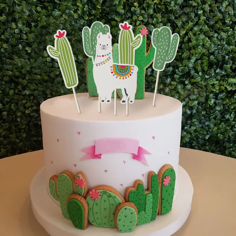 Animal Alpaca Party Cake Toppers Birthday Party Decorations For Kids Cake Flags Cactus Llama Alpaca Unicorn Party Cupcake Topper Cake Decorating Supplies Aliexpress
